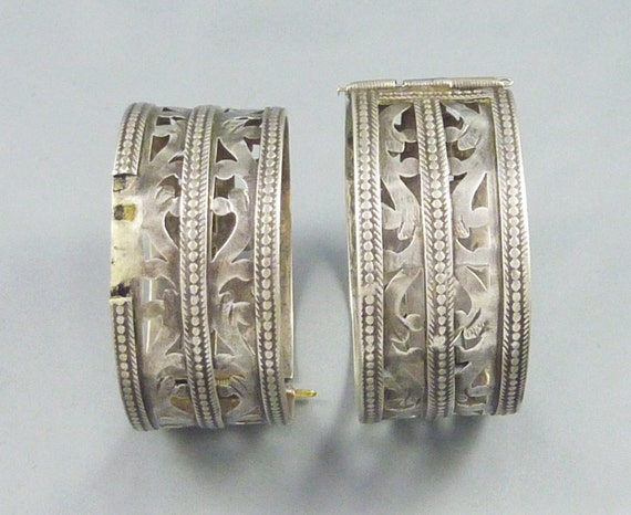 Paire de bracelets argent Berbères d\u0027Algérie, bijoux berbère, ancien bracelet tribal, bijoux ethnique, bracelet argent, algérien berbère